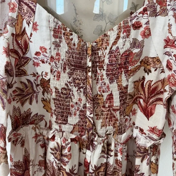 EUC Cara Cara Blue Hill Floral Print linen Dress - Picture 6 of 11